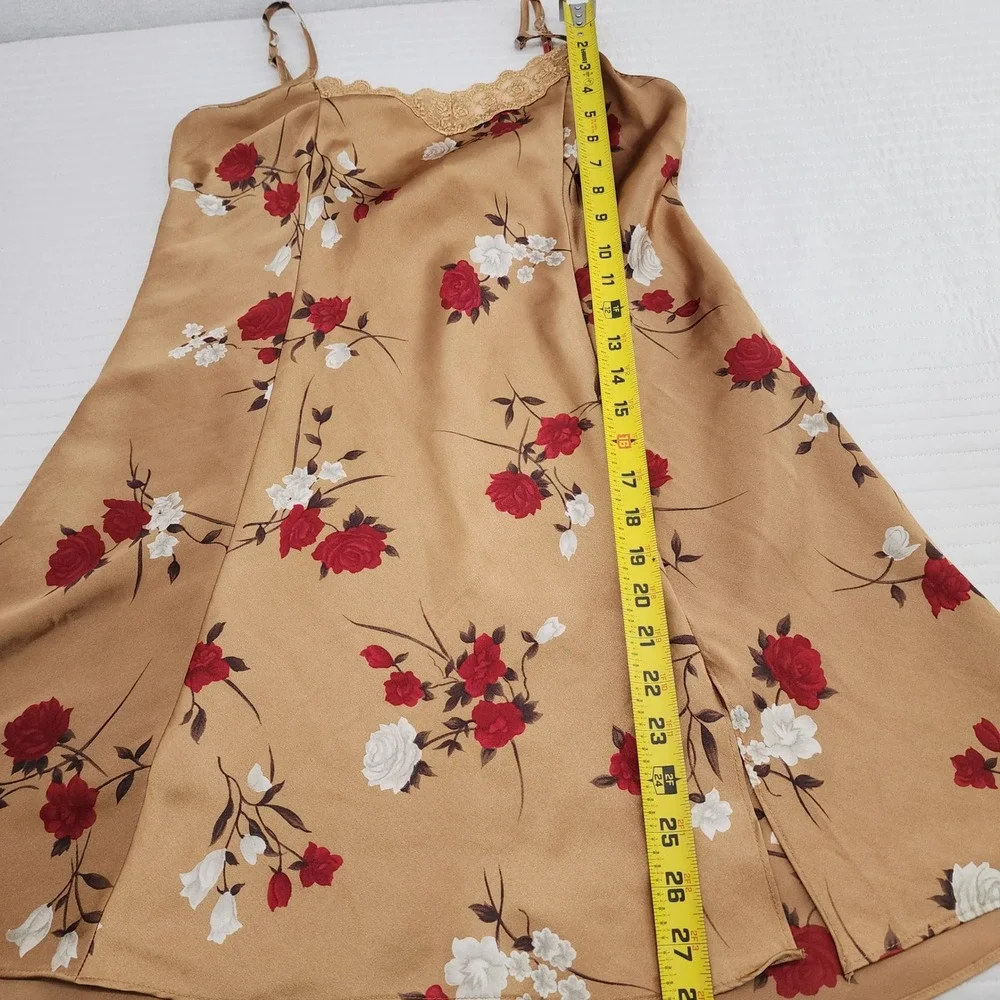 Private Luxuries Gold Floral Lace Trim Slip Dress -‎ Women's Size M